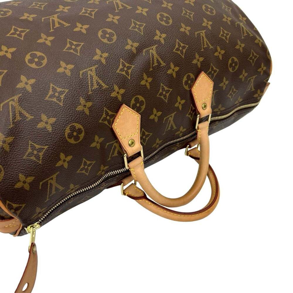 LOUIS VUITTON Authentic Brown Monogram Leather Speedy 40 Boston Bag - Picture 4 of 9